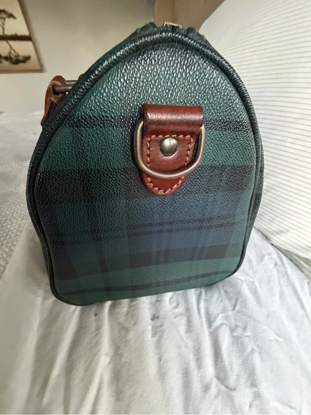 Polo Ralph Lauren Black Watch Plaid Mini Boston (Speedy) w/ Leather-Trim
